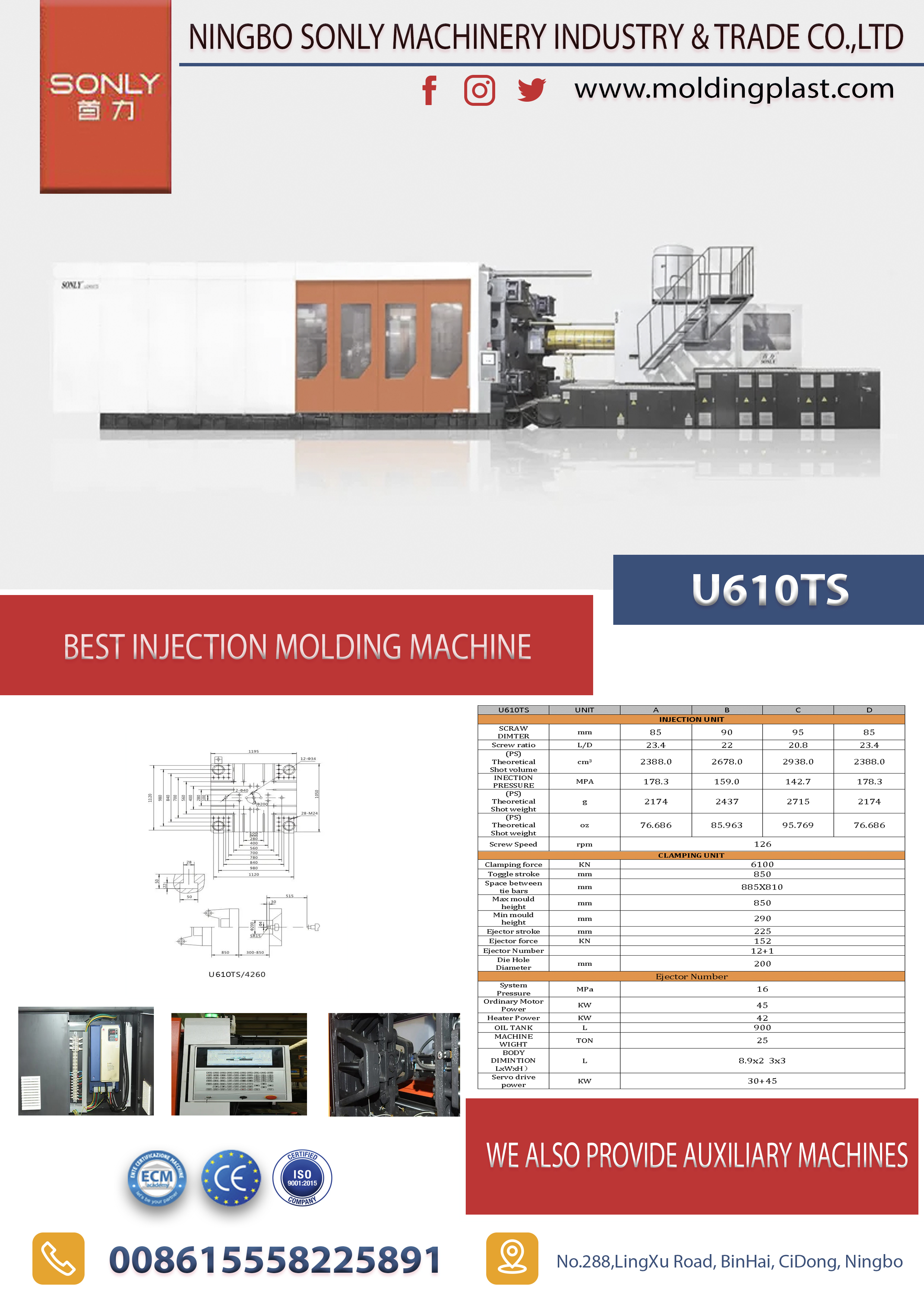 injection molding machine U610Ts-sonly machinery