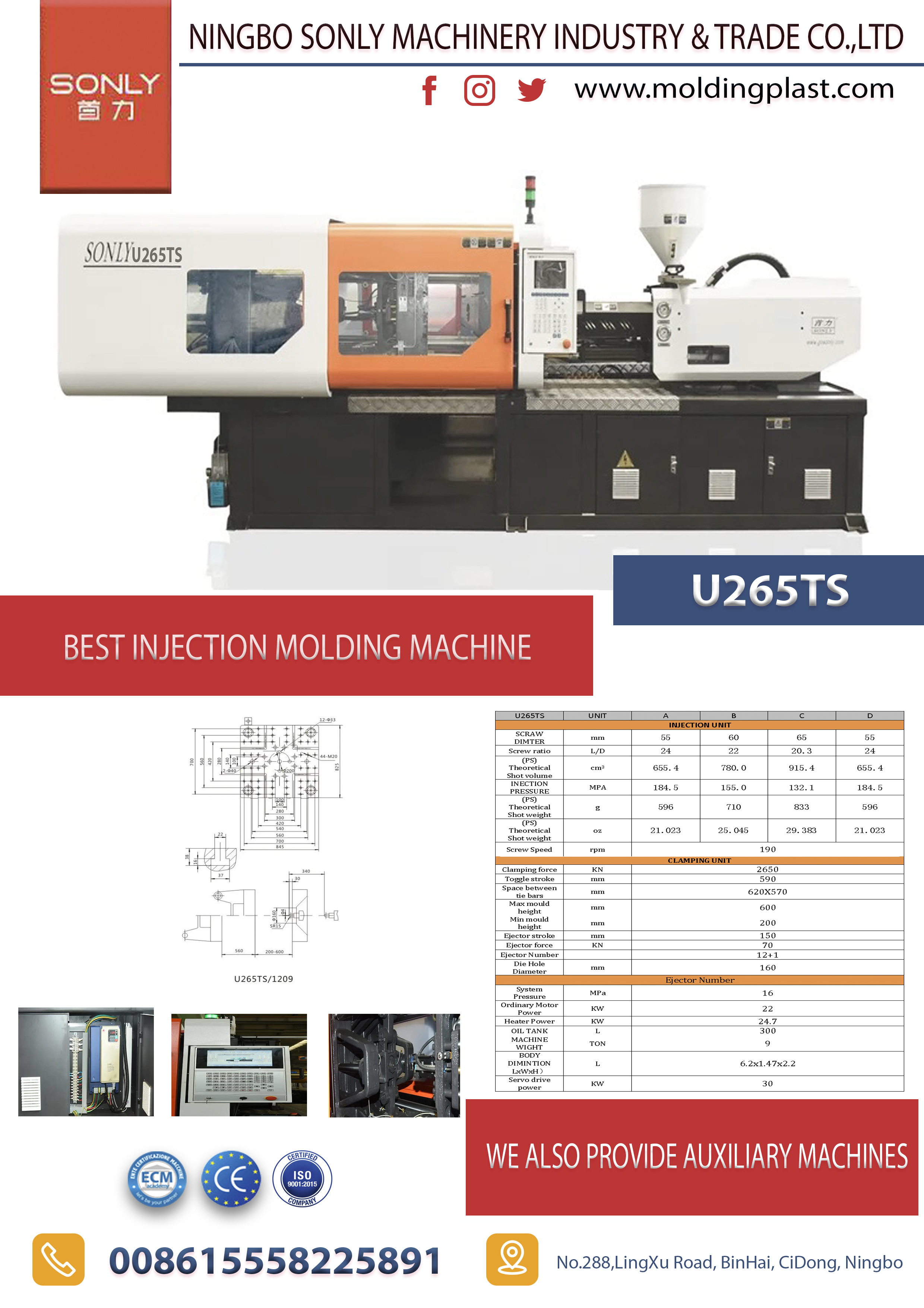 INJECTION MOLDING MACHINE U265TS - CHEAP PRICE